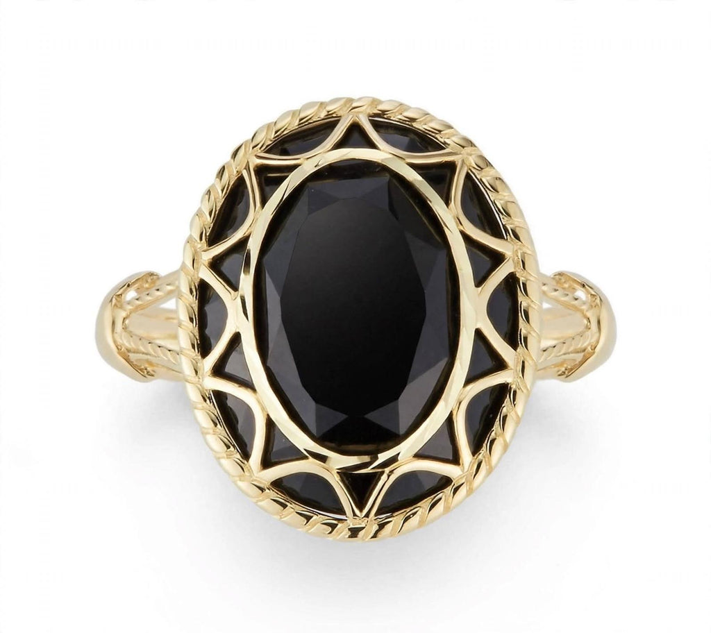 Oval black onyx 14k Ring Pure Gold