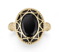 Oval black onyx 14k Ring Pure Gold