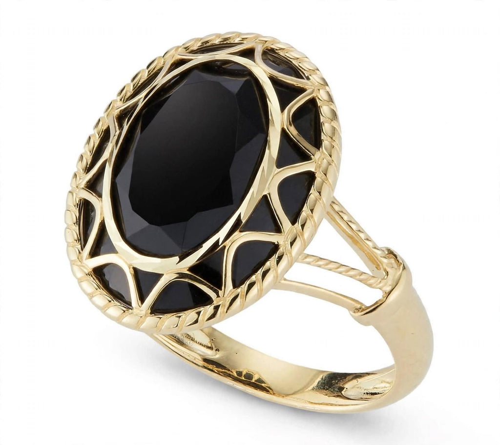 Oval black onyx 14k Ring Pure Gold