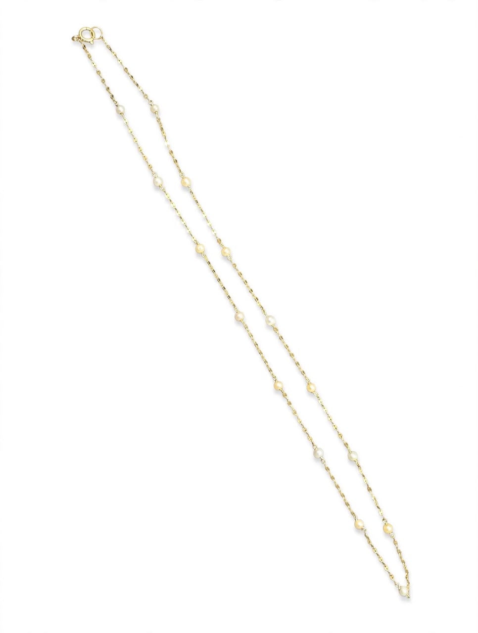 Baroque Pearl Station Necklace mini 14k  Pure Gold