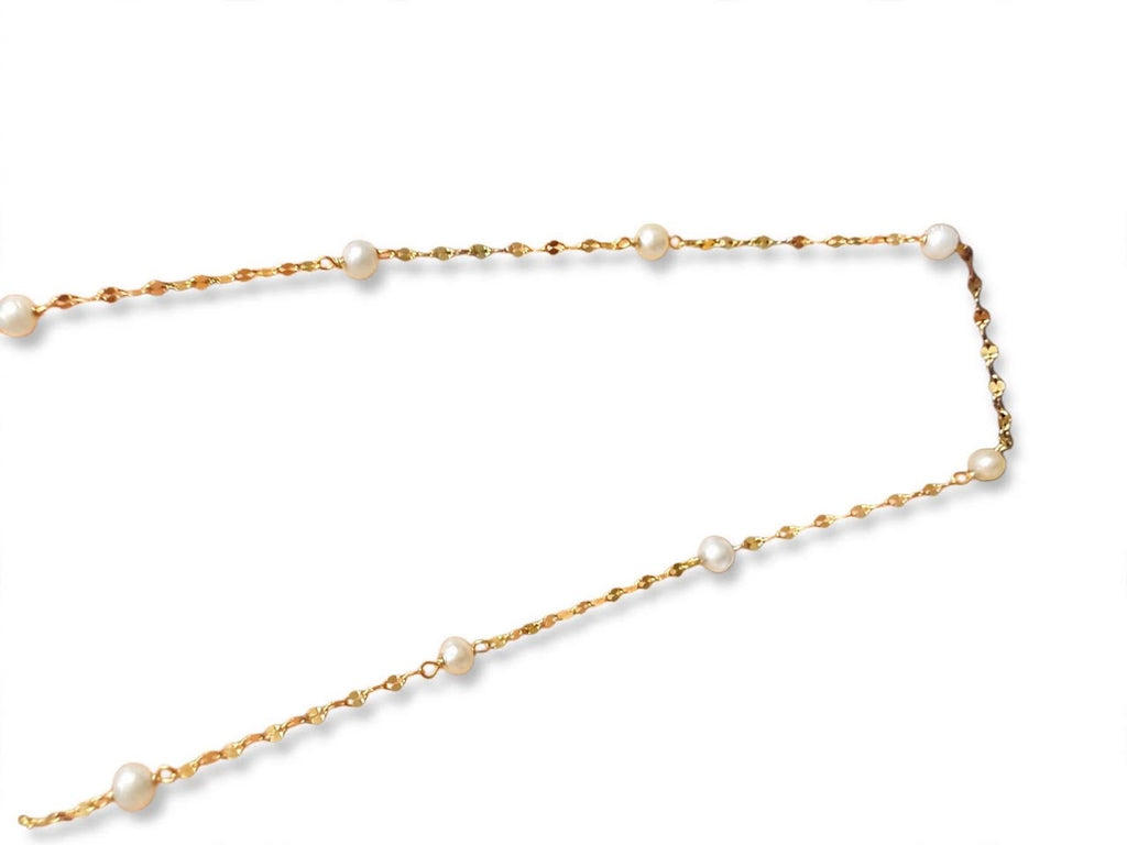 Baroque Pearl Station Necklace mini 14k  Pure Gold