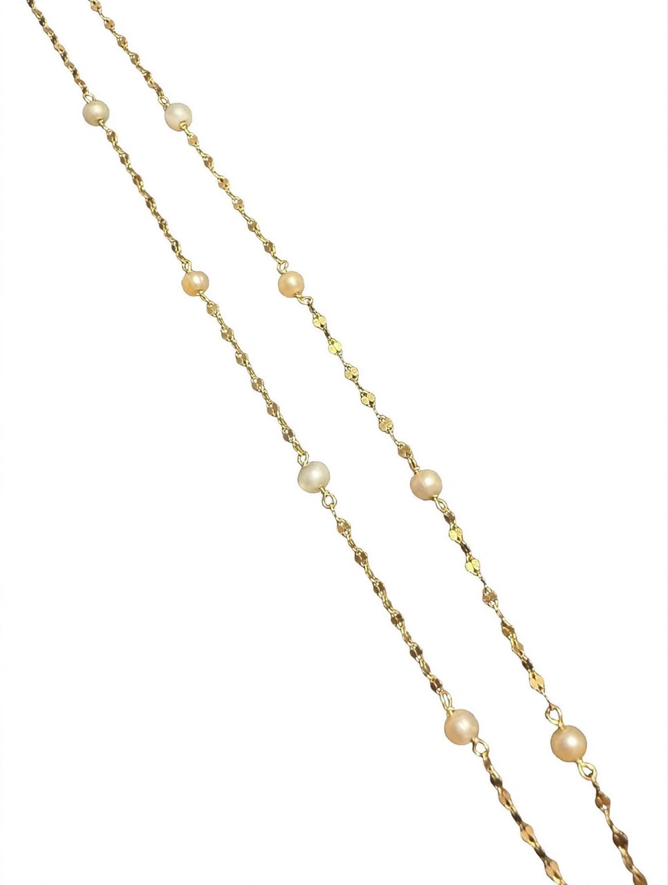 Baroque Pearl Station Necklace mini 14k  Pure Gold