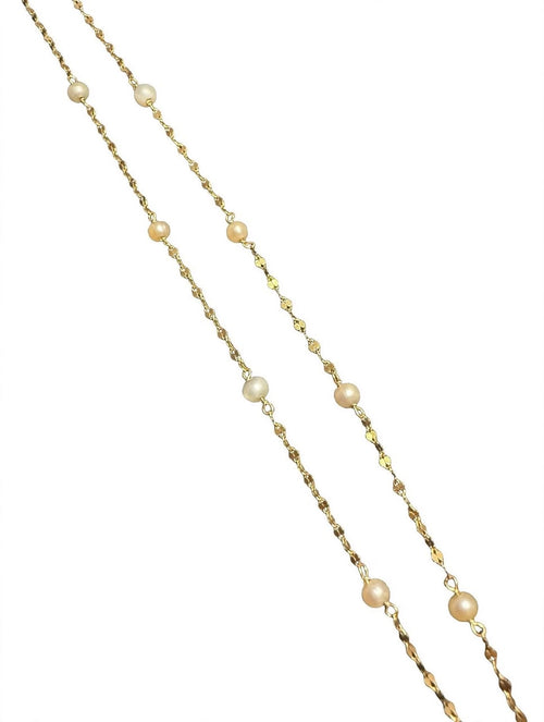 Baroque Pearl Station Necklace mini 14k  Pure Gold