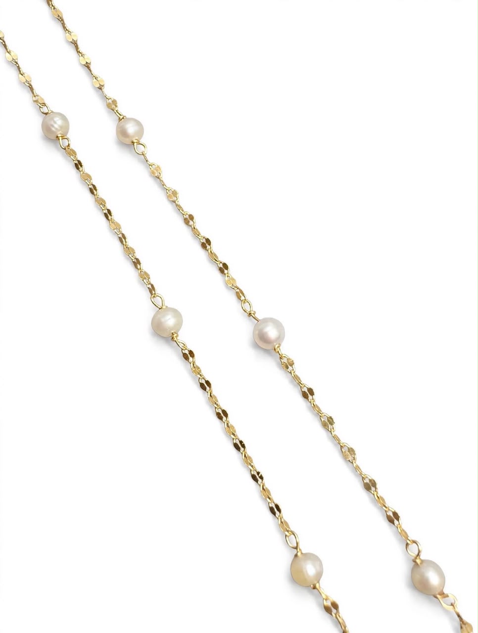 Baroque Pearl Station Necklace mini 14k  Pure Gold