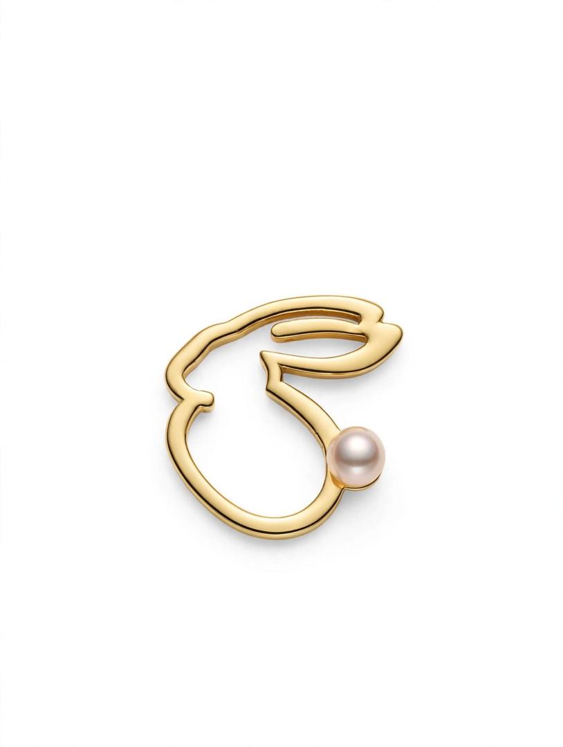 Rabbit Bunny Pendent 18k solid gold white pearls