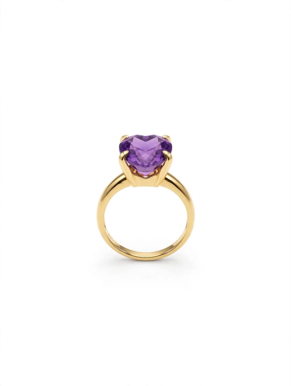 Solitaire oval Amethyst Ring 14k pure Gold