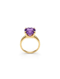Solitaire oval Amethyst Ring 14k pure Gold
