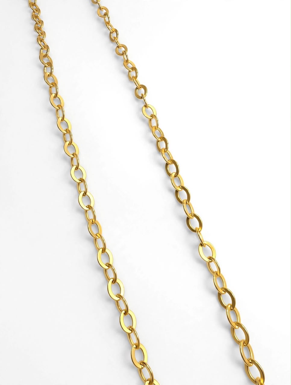 Flat Oval Link Chain 10k Pure Gold
