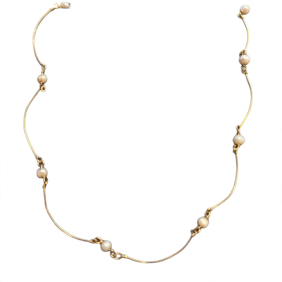 Baroque Pearl Station Necklace  18k Italian  Pure Gold D2 vintage