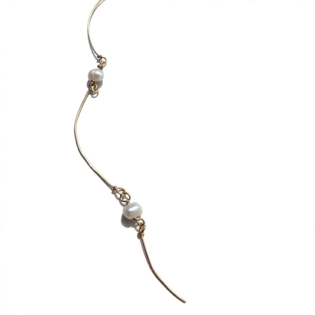 Baroque Pearl Station Necklace  18k Italian  Pure Gold D2 vintage