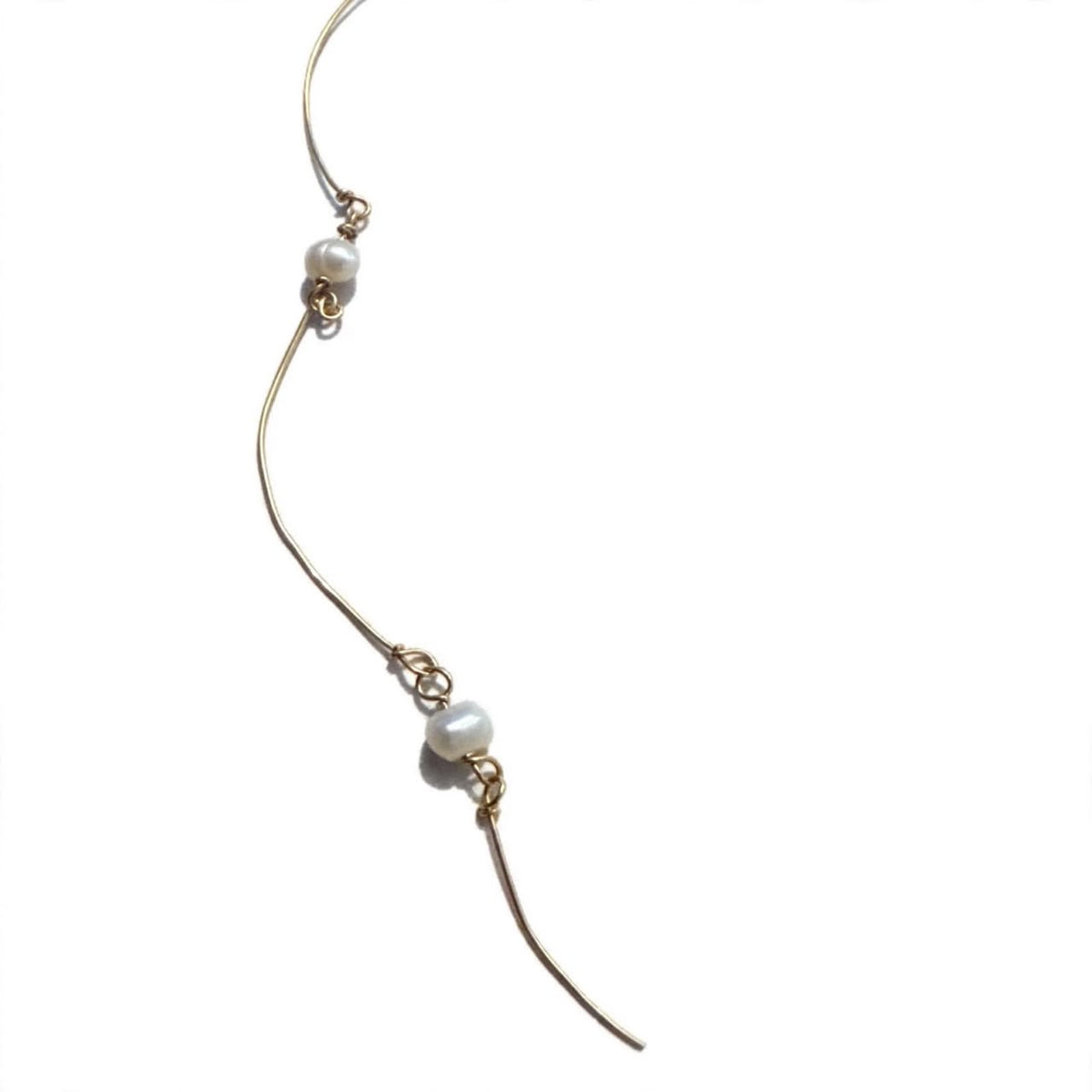 Baroque Pearl Station Necklace  18k Italian  Pure Gold D2 vintage