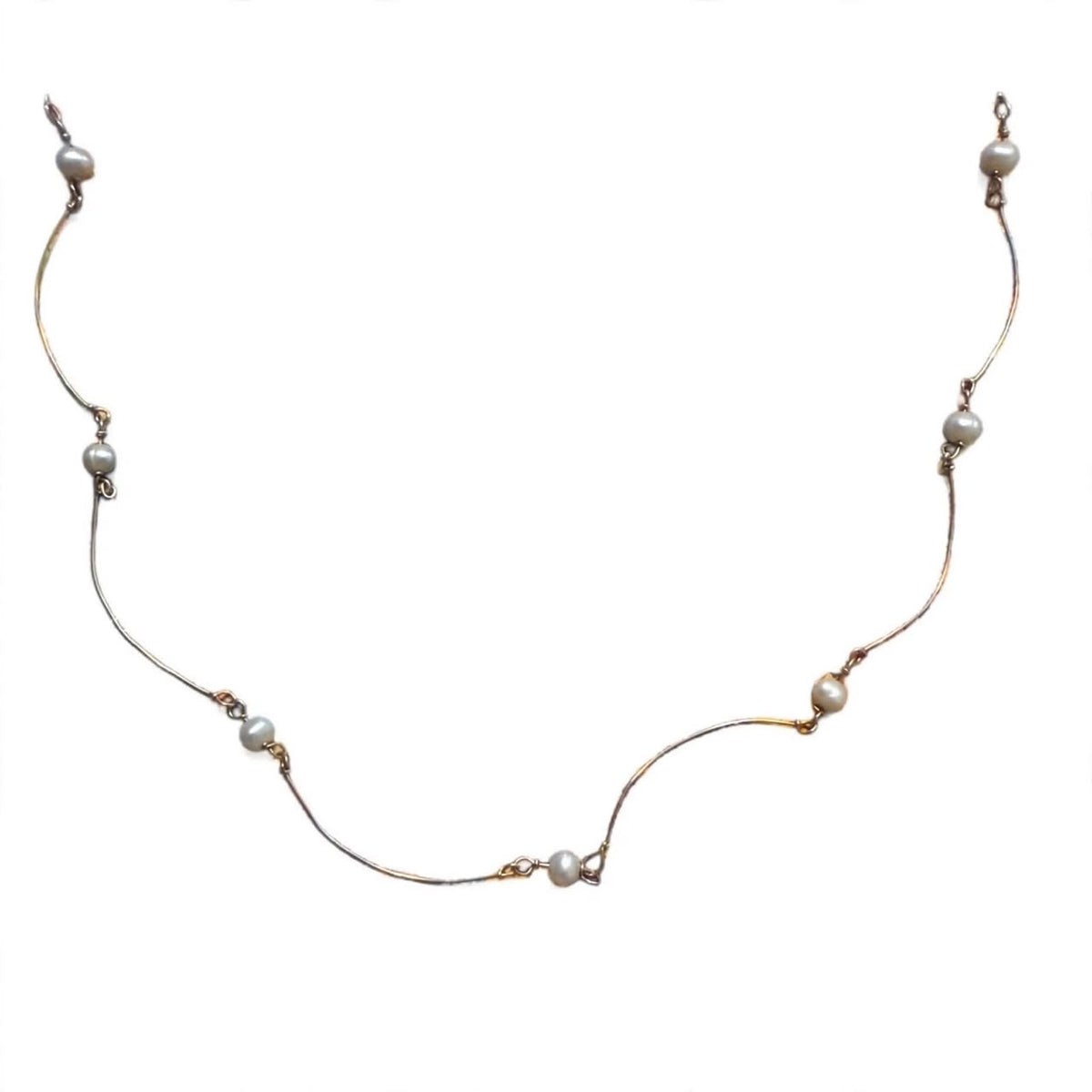 Baroque Pearl Station Necklace  18k Italian  Pure Gold D2 vintage