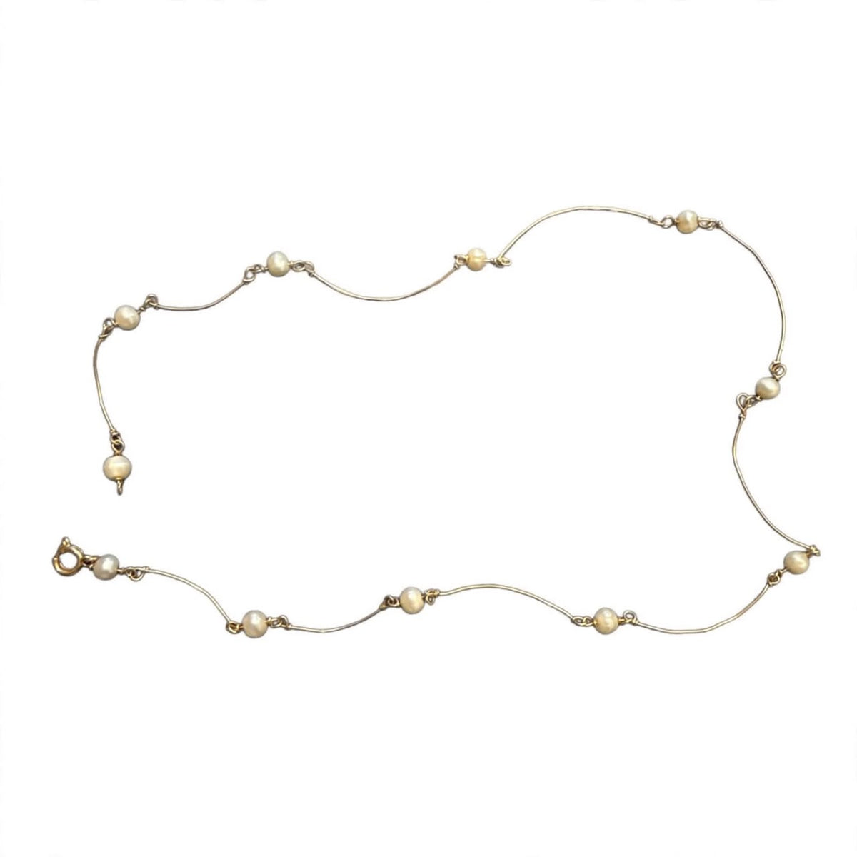 Baroque Pearl Station Necklace  18k Italian  Pure Gold D2 vintage