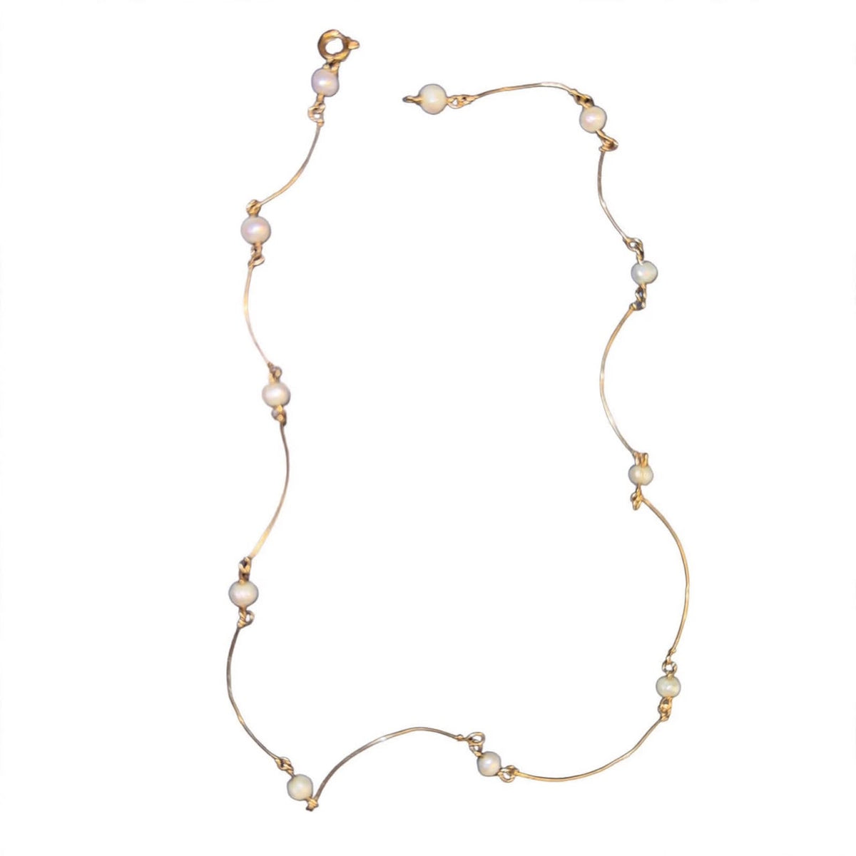Baroque Pearl Station Necklace  18k Italian  Pure Gold D2 vintage