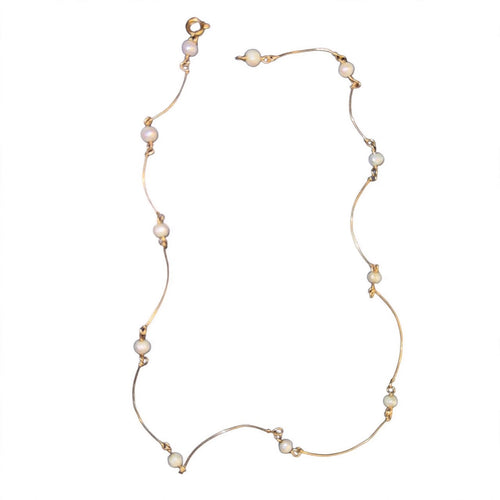 Baroque Pearl Station Necklace  18k Italian  Pure Gold D2 vintage